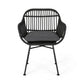 Outdoor Rattan Accent Chair With Metal Legs