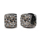 Black Rhodium Plated 18K White Gold 12 5/8 Cttw Multi Color Diamond Square Domed Huggie Hoop Earrings  (Brown, Black, G-H Color, SI1-SI2 Clarity)