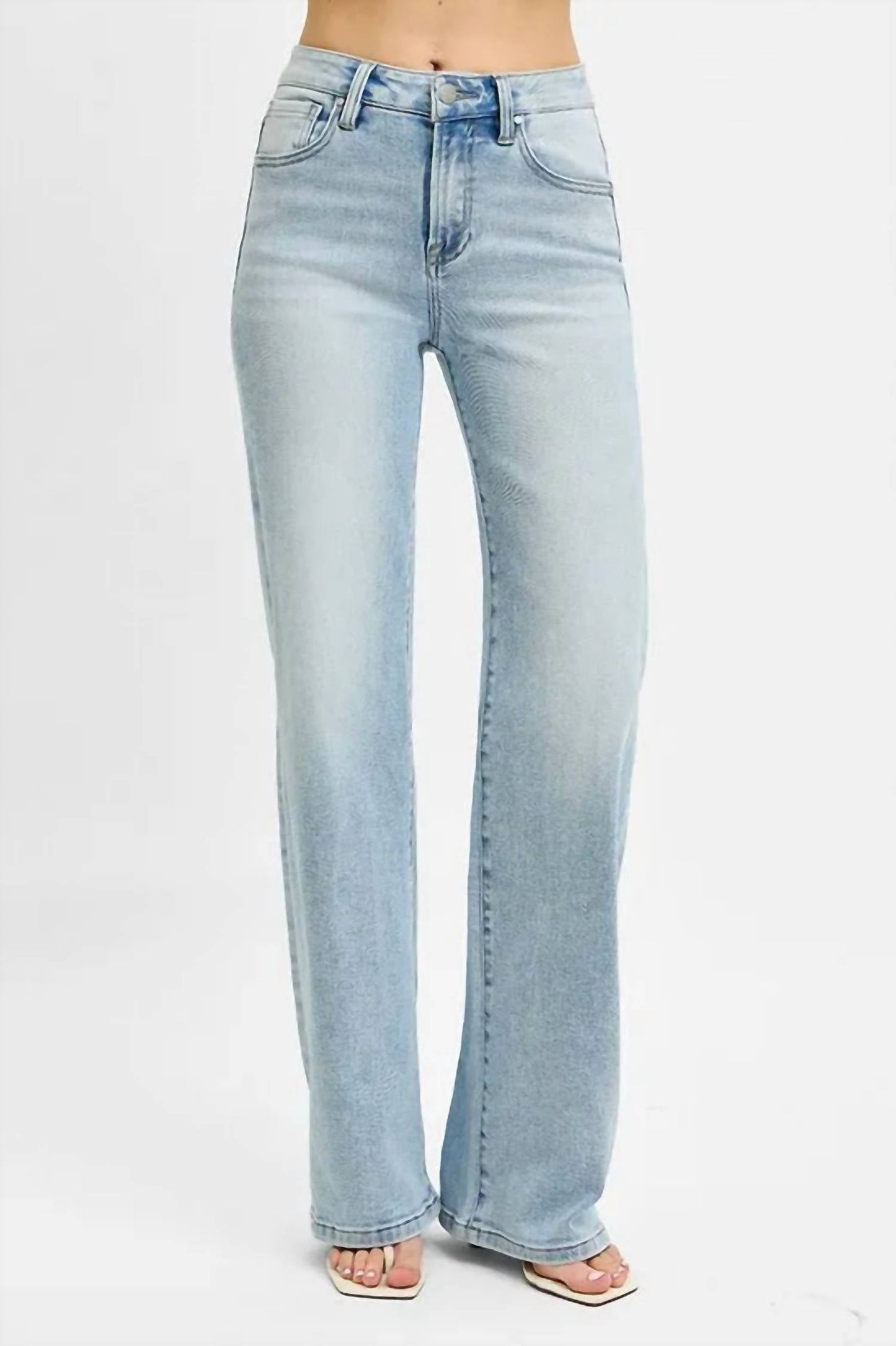 Trendsi - Women's Risen High Rise Wide Leg 90's Jeans