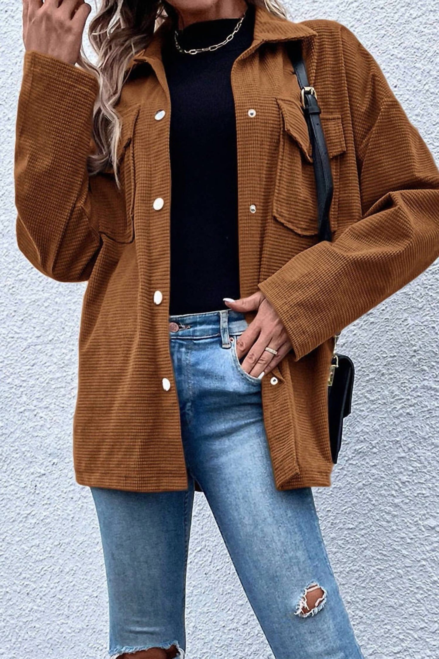Dear Lover - Textured Flap Pocket Shacket