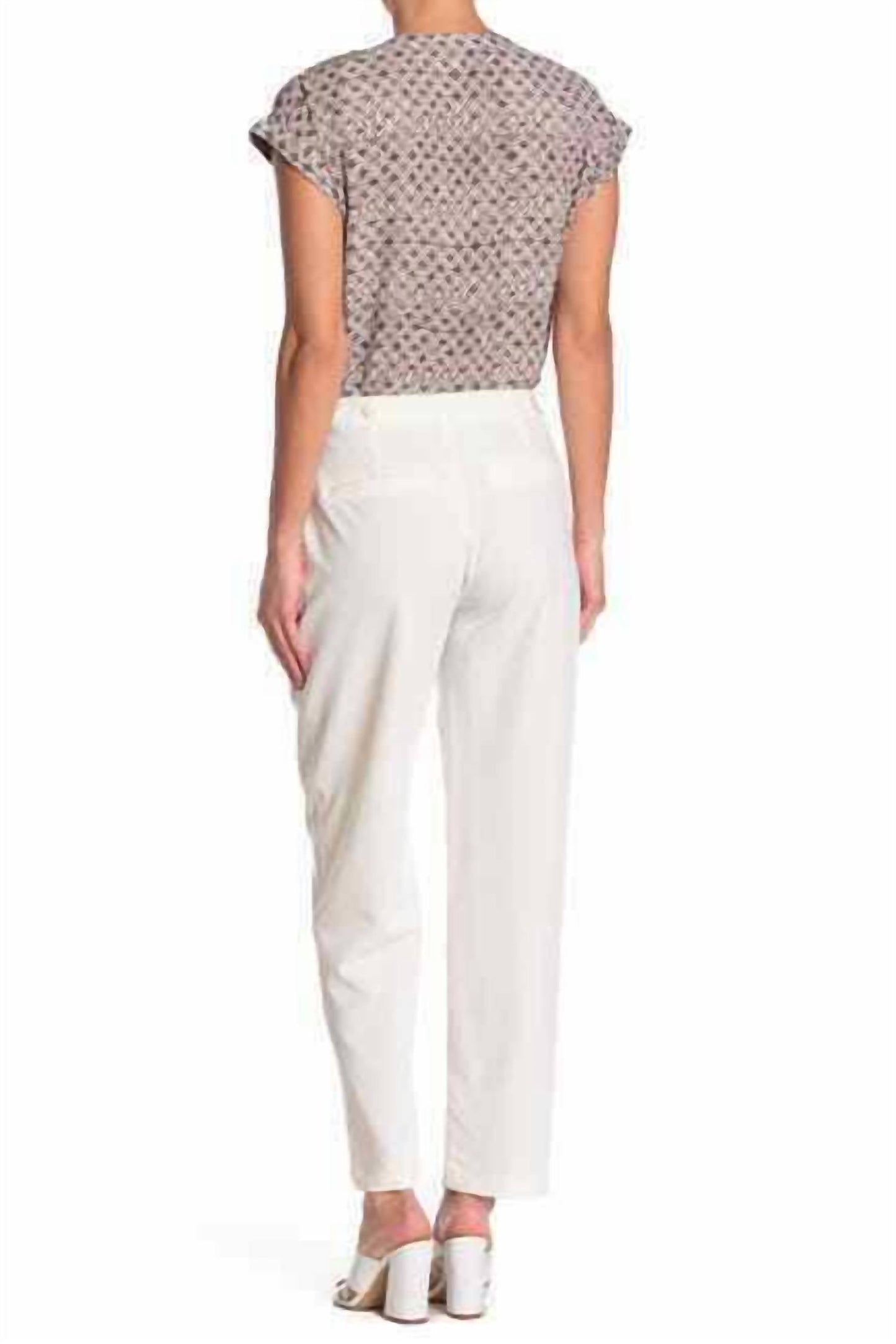 H Halston - Pleated Self Button Ankle Pants