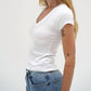 Lna - Fitted Ribbed V-neck Top