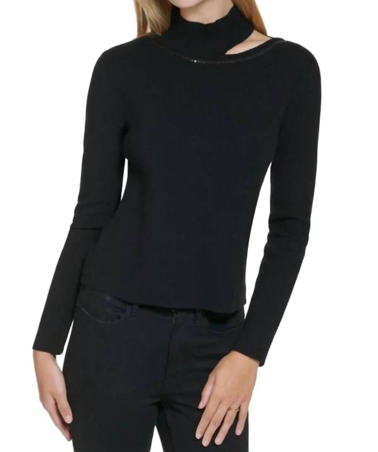 Calvin Klein - SEQUIN TRIM CUTOUT SWEATER