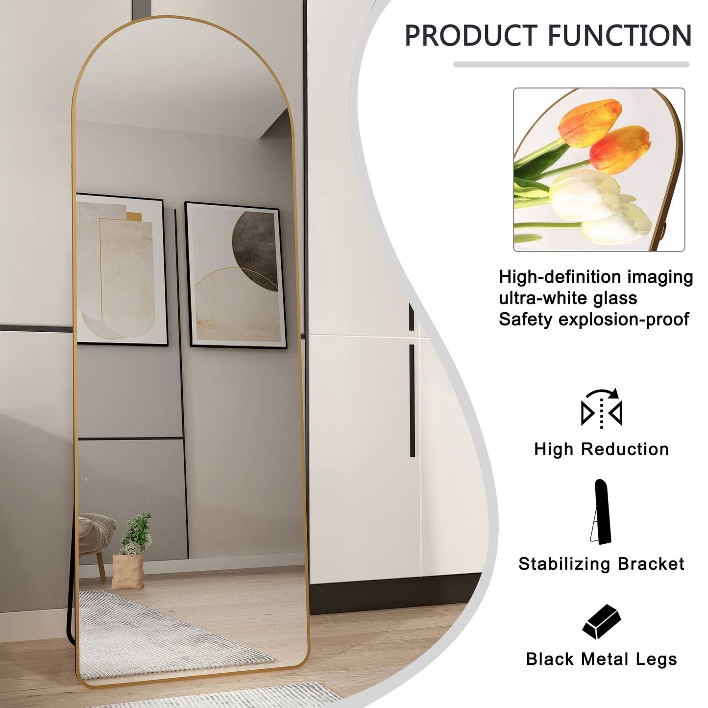The 4th Generation Floor Mounted Full Length Mirror with Gold Frame