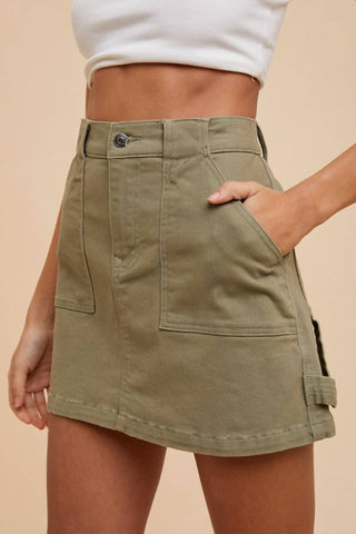 Anniewear - Stretch Cargo Denim Mini Skirt