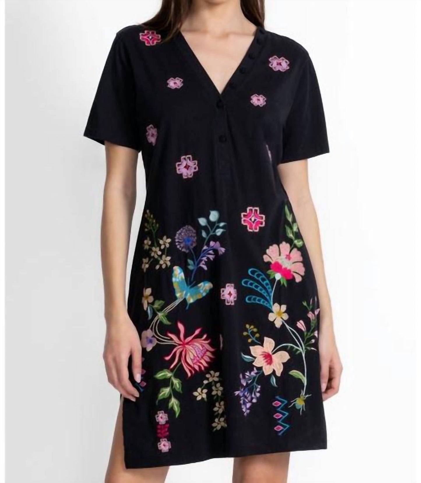 Johnny Was - BUTTON NECK KNIT DRESS MAUREEN