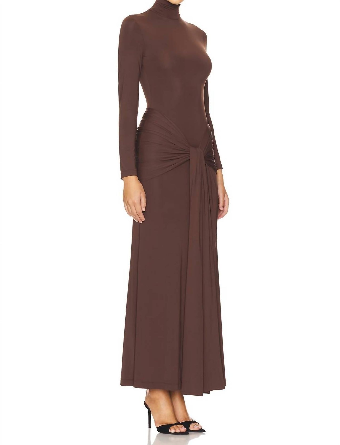 Bardot - Alix Maxi Tie Front Long Sleeve Dress