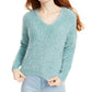 Freshman Juniors  Fuzzy V-Neck Sweater Aqua Size Small