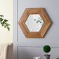 Hexagon Mirror With Natural Wood Frame