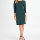 Women's Green Long Sleeve Jewel Neck Sheath Dress - Size 10