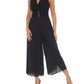 Joseph Ribkoff - V-neck Sleeveless Pleated Wide-leg Jumpsuit