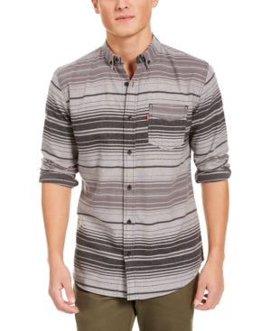 Levi s Mens Avalon Cotton Striped Button-Down Shirt Gray M