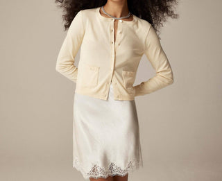 J.Crew - Cardigan de gola redonda em algodão ultrafino premium