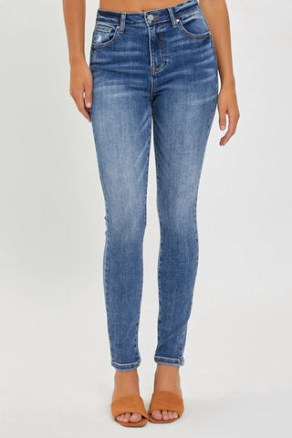 Risen - Calça Jeans Skinny de Cintura Média e Tornozelo
