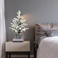 4.5FT Flocked Christmas Tree with Pot Base and LED Lights