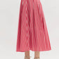 Entro - Pleated Striped Midi Skirt