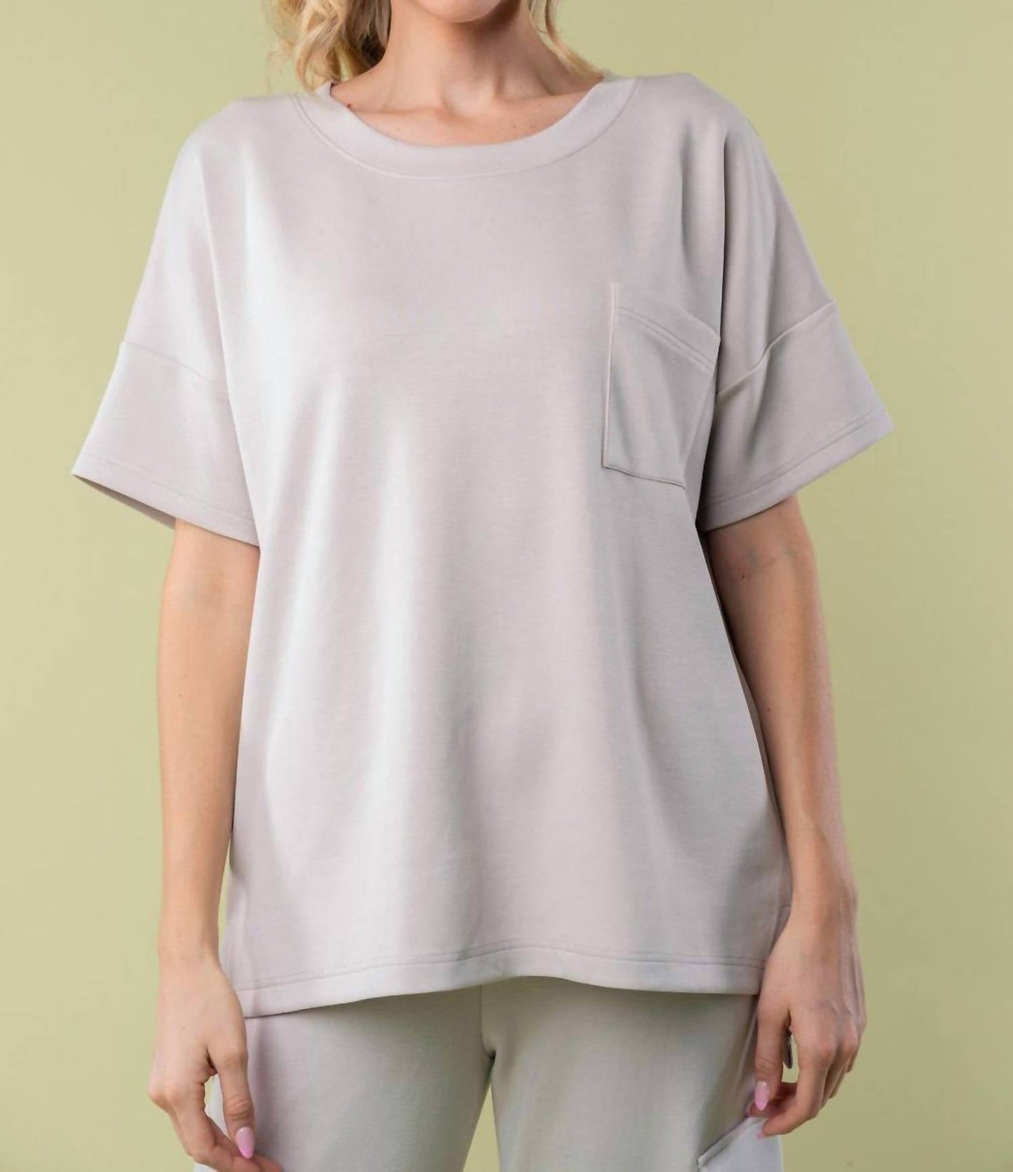 White Birch - Half Sleeve Knit Top With Pocket