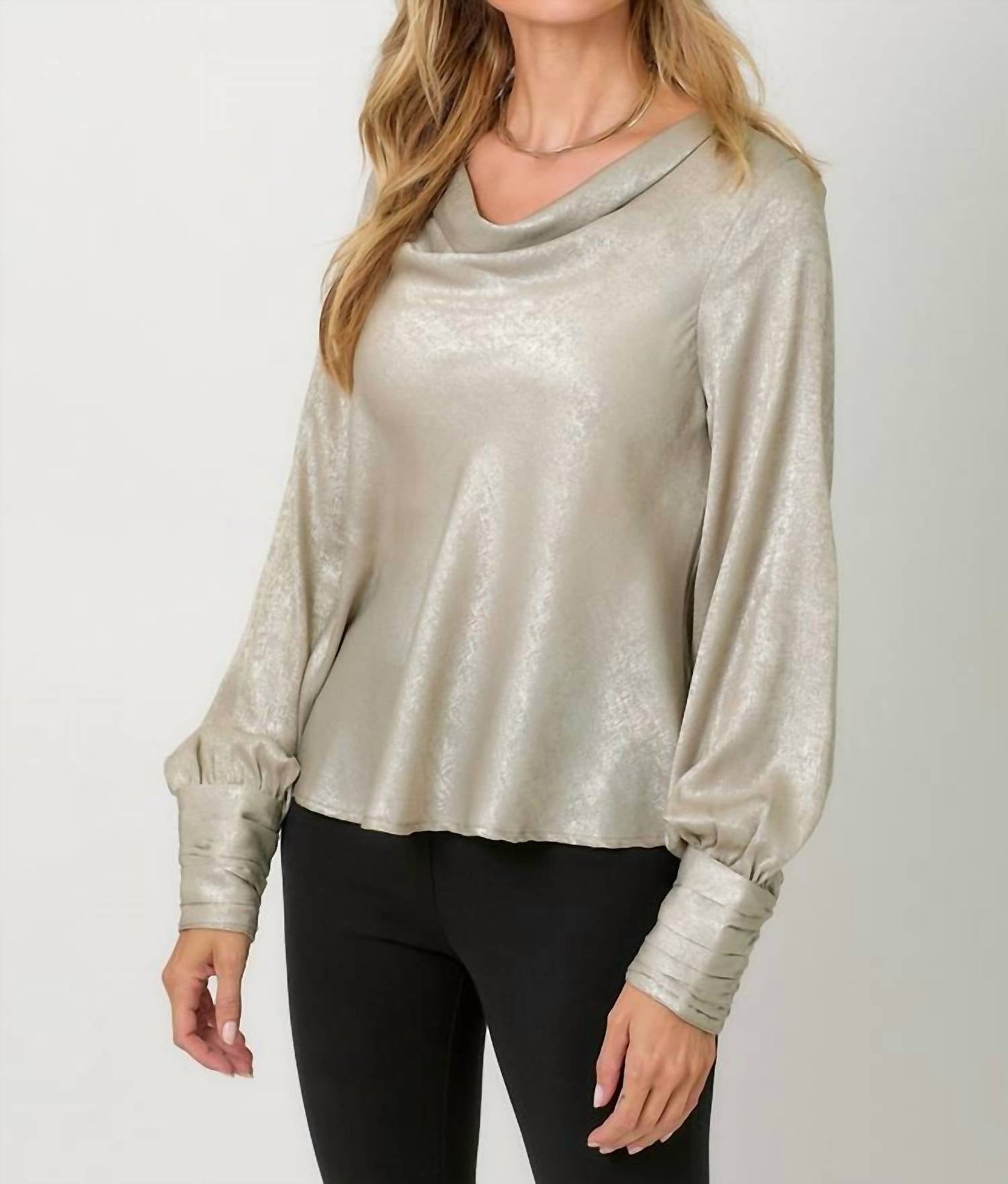 Mystree - Metallic Cowl Neck Blouse