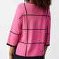 Joseph Ribkoff - Joseph Ribkoff Two-tone Plaid 3/4 Sleeves Lightweight Sweater Top