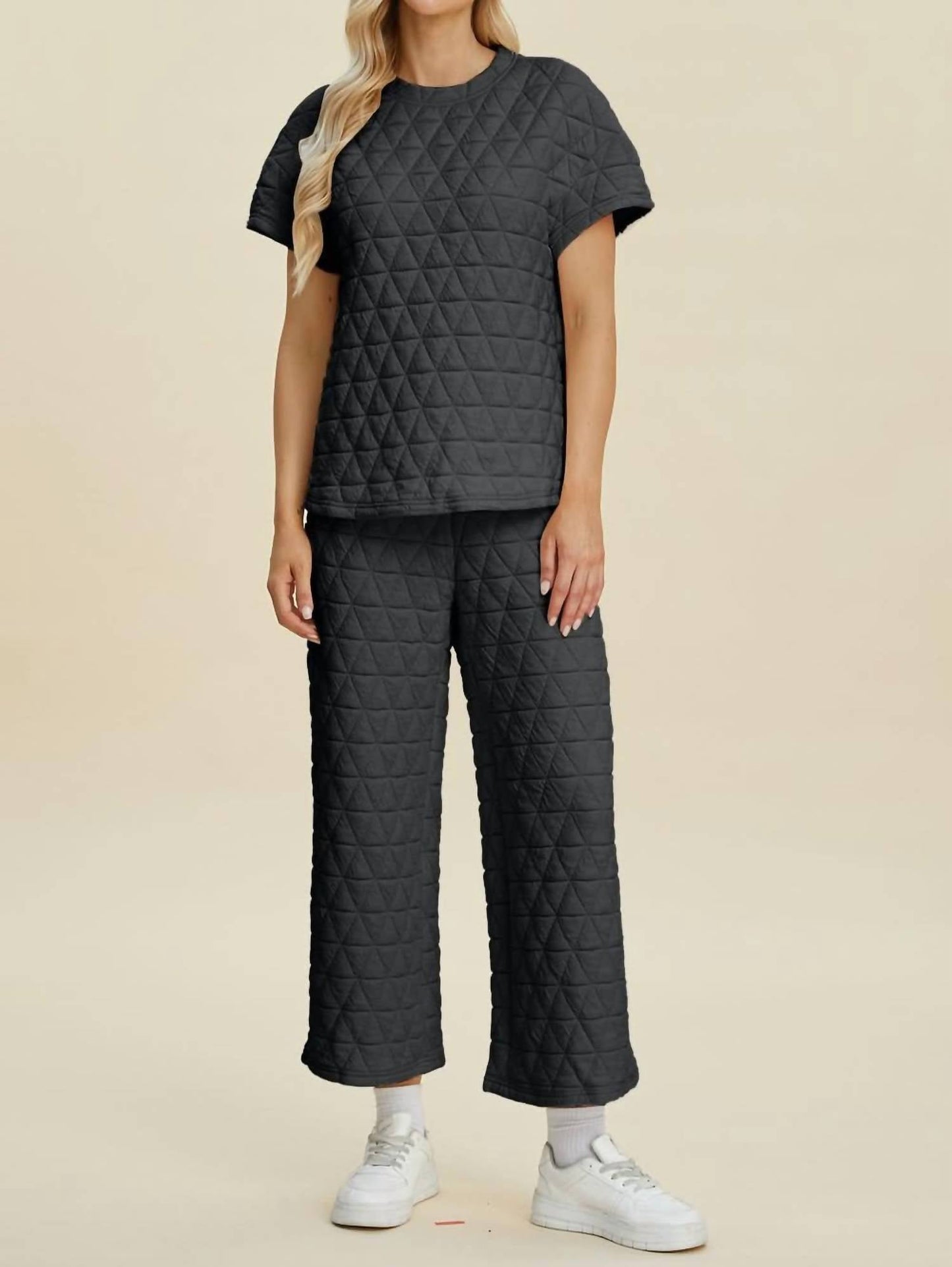 Double Take - Texture Top and Pants Set
