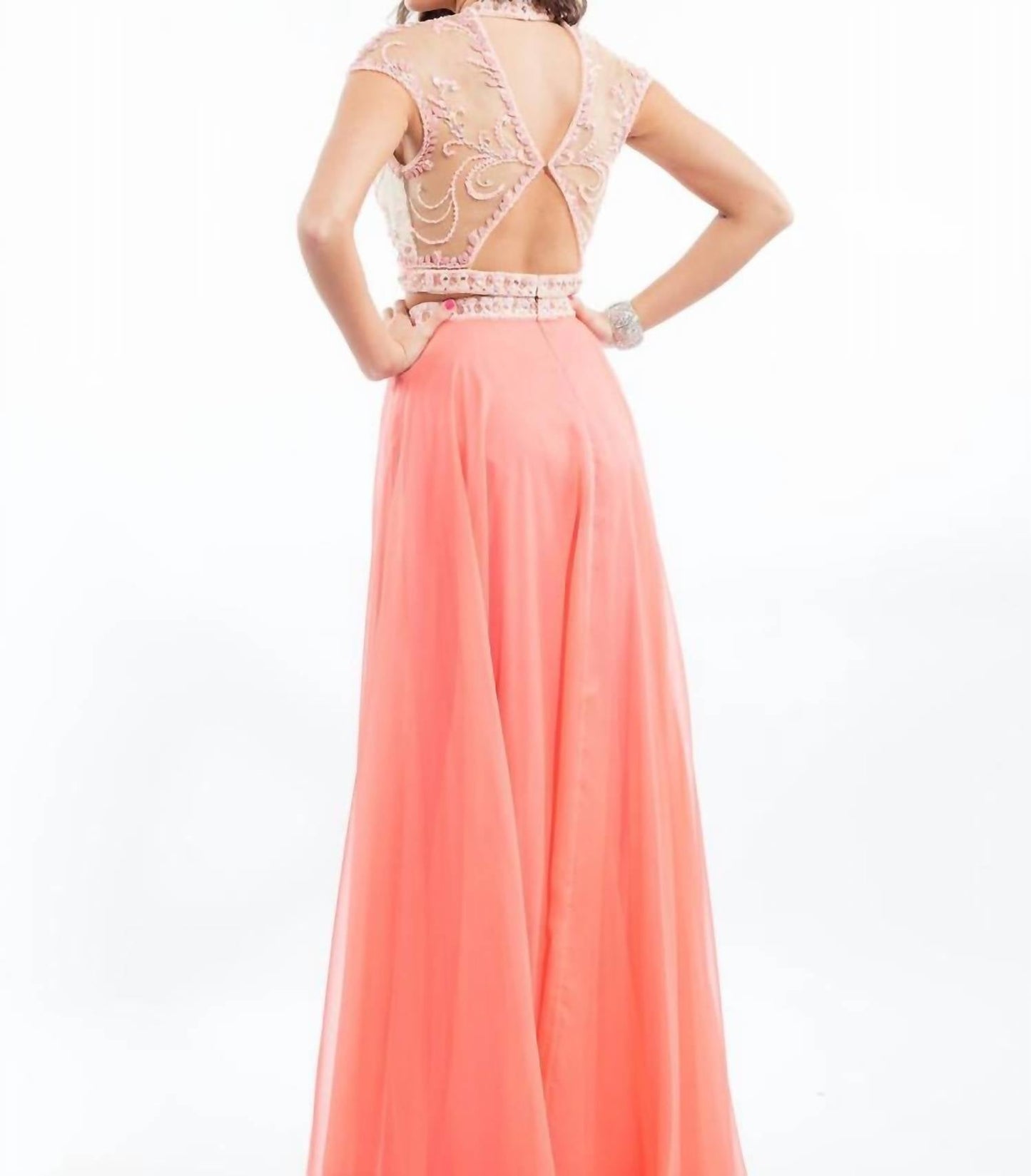 Rachel Allan - Two-piece Embellished Chiffon Gown
