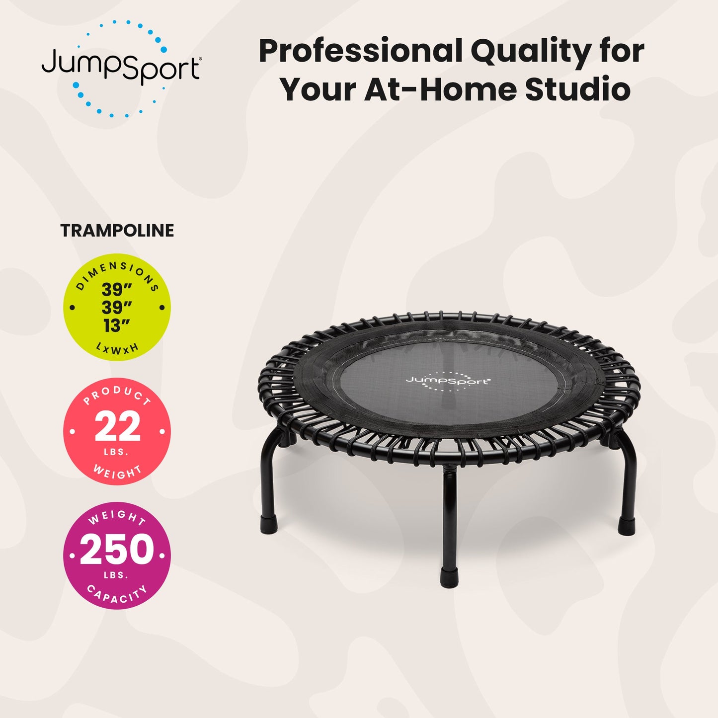 JumpSport 220 Trampolim Rebounder Pequeno para Adultos, 39" ESSENTIAL Home Fitness