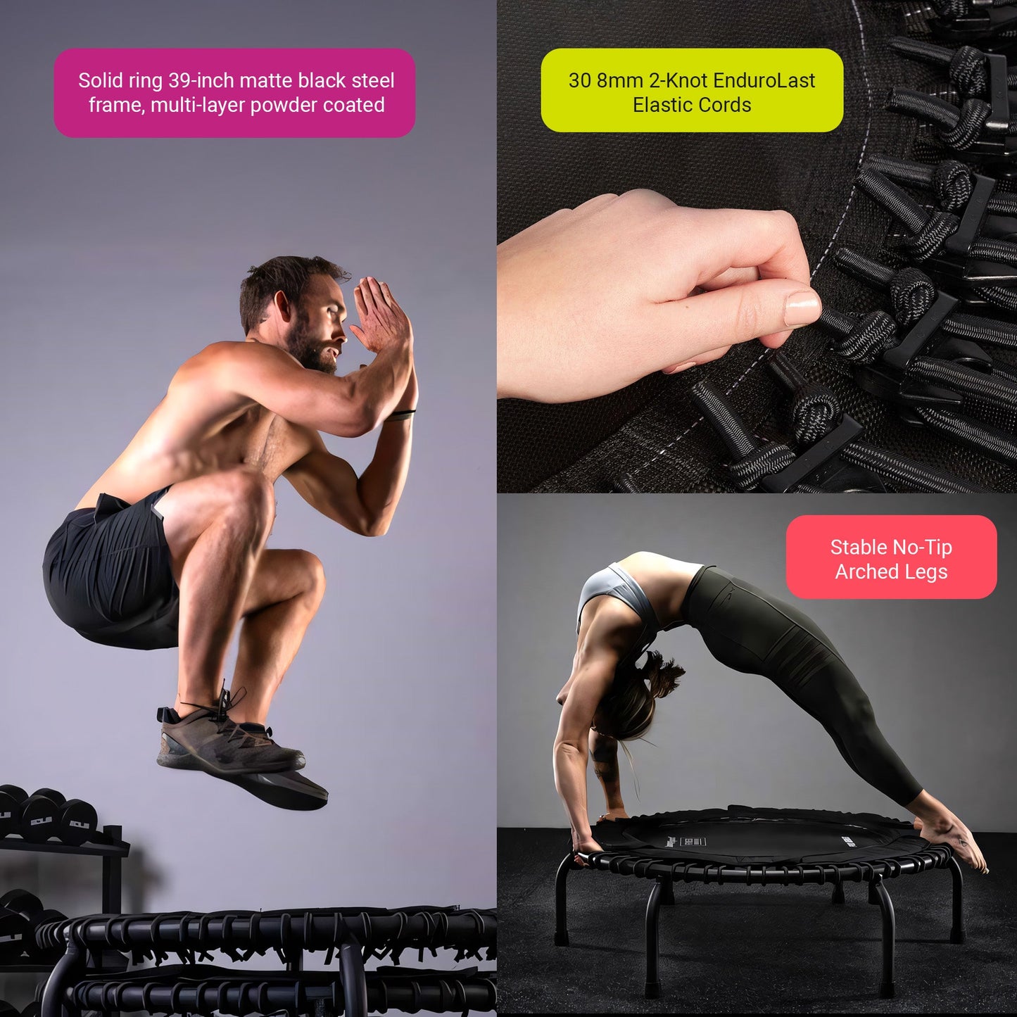 JumpSport 220 Trampolim Rebounder Pequeno para Adultos, 39" ESSENTIAL Home Fitness