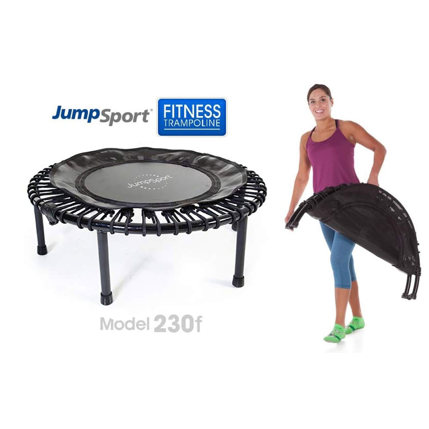 JumpSport 230F Trampolim dobrável para exercícios cardiovasculares em casa