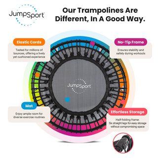 JumpSport 230F Trampolim dobrável para exercícios cardiovasculares em casa
