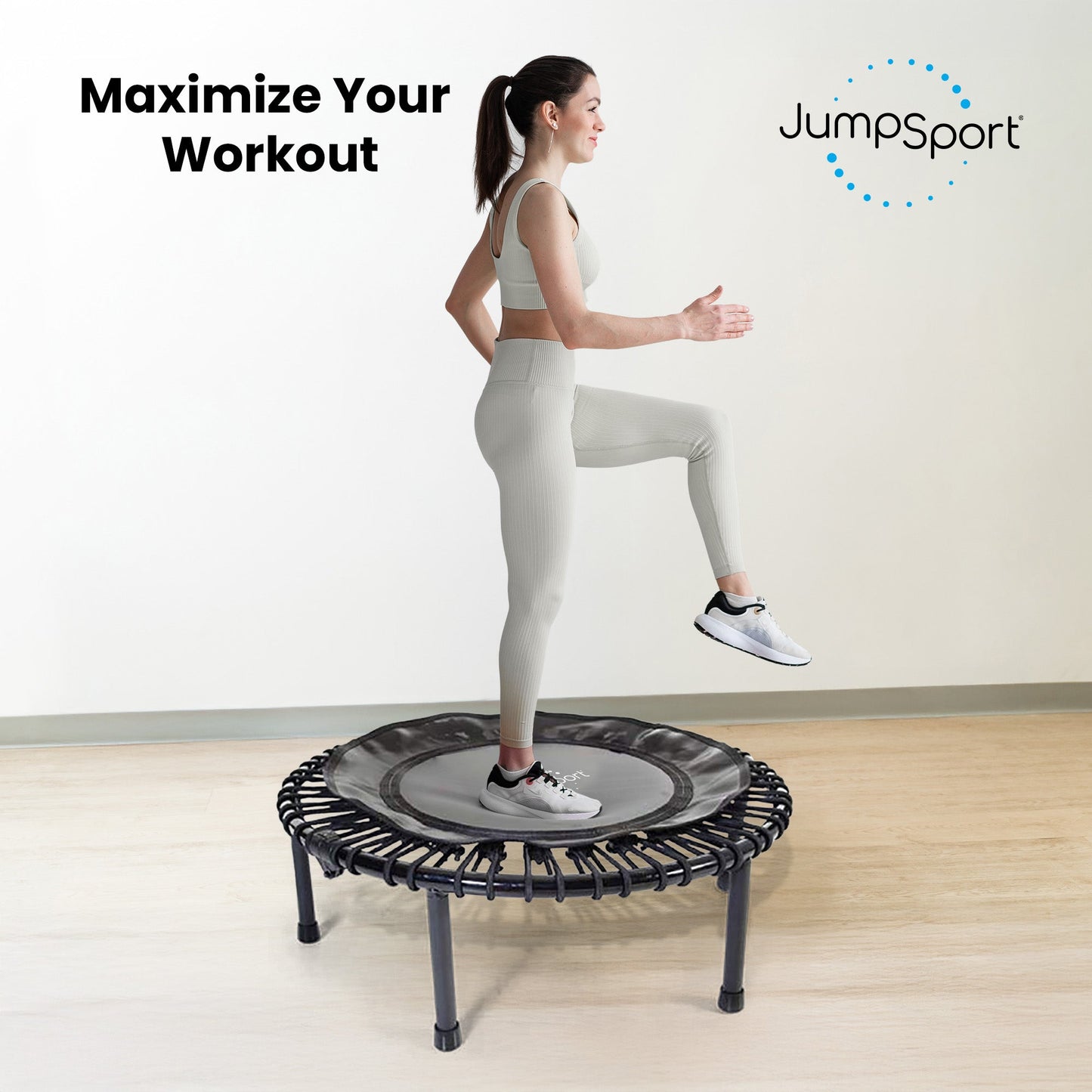 JumpSport 230F Trampolim dobrável para exercícios cardiovasculares em casa