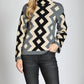 Apny - Argyle Mock Neck Sweater