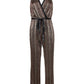 Aidan By Aidan Mattox - Sleeveless Piping Detail Tie Metallic Lurex Jumpsuit