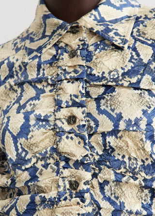 Ganni - Camisa justa de cetim amassado