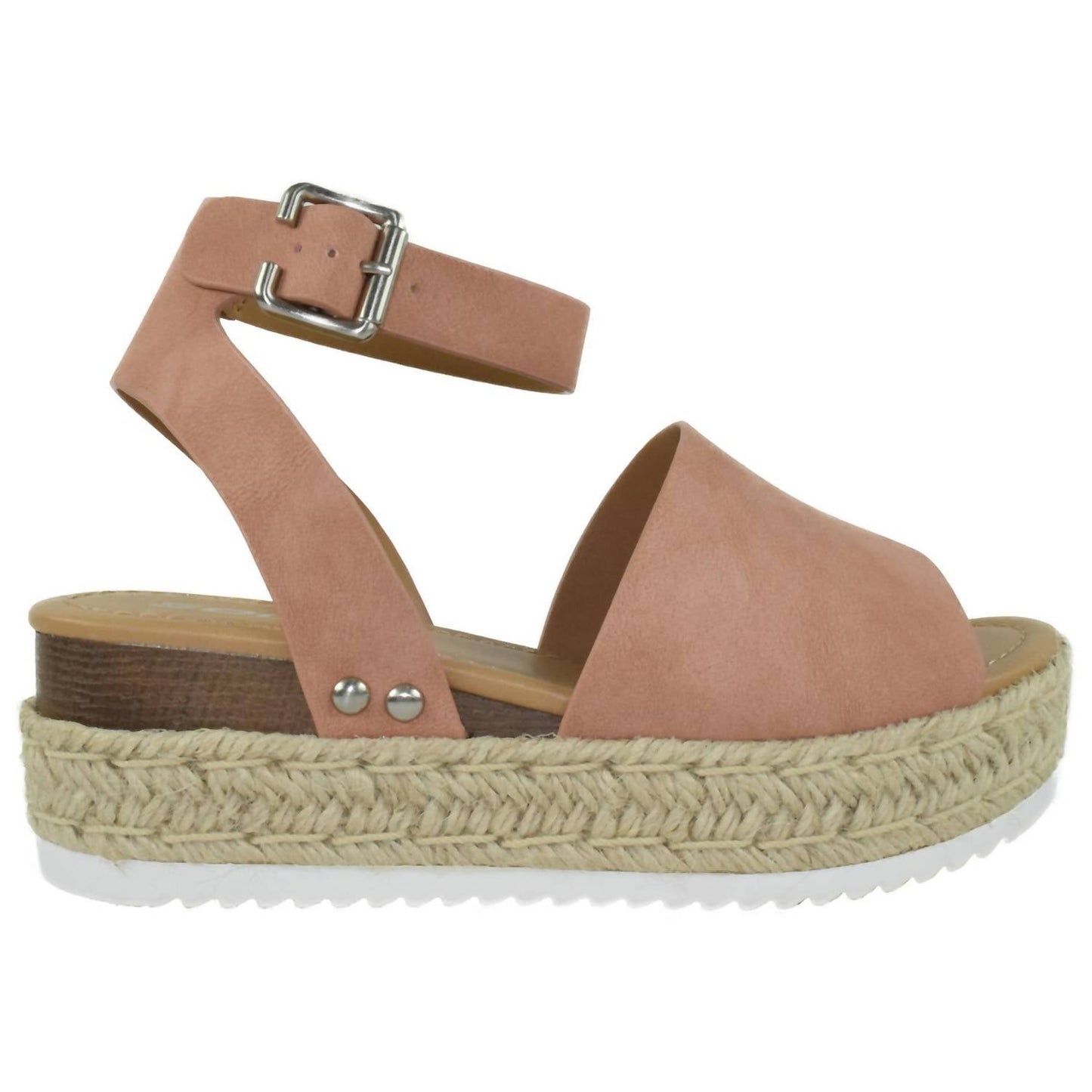 Soda - Women's Topic Espadrilles Ankle Strap Studded Open Toe Wedge Heel Sandals