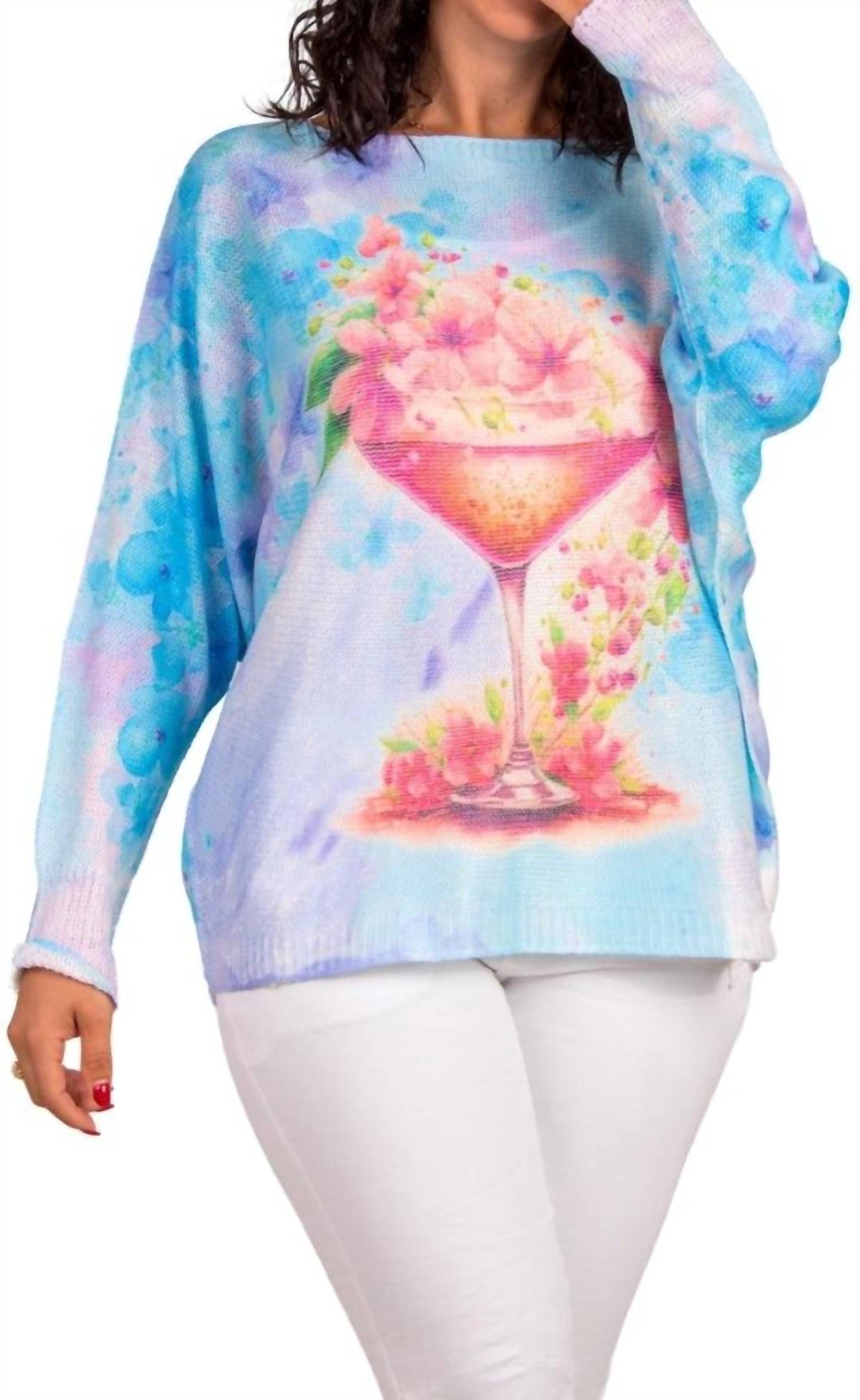Gigi Moda - Daria Batwing Sweater With Martini Print