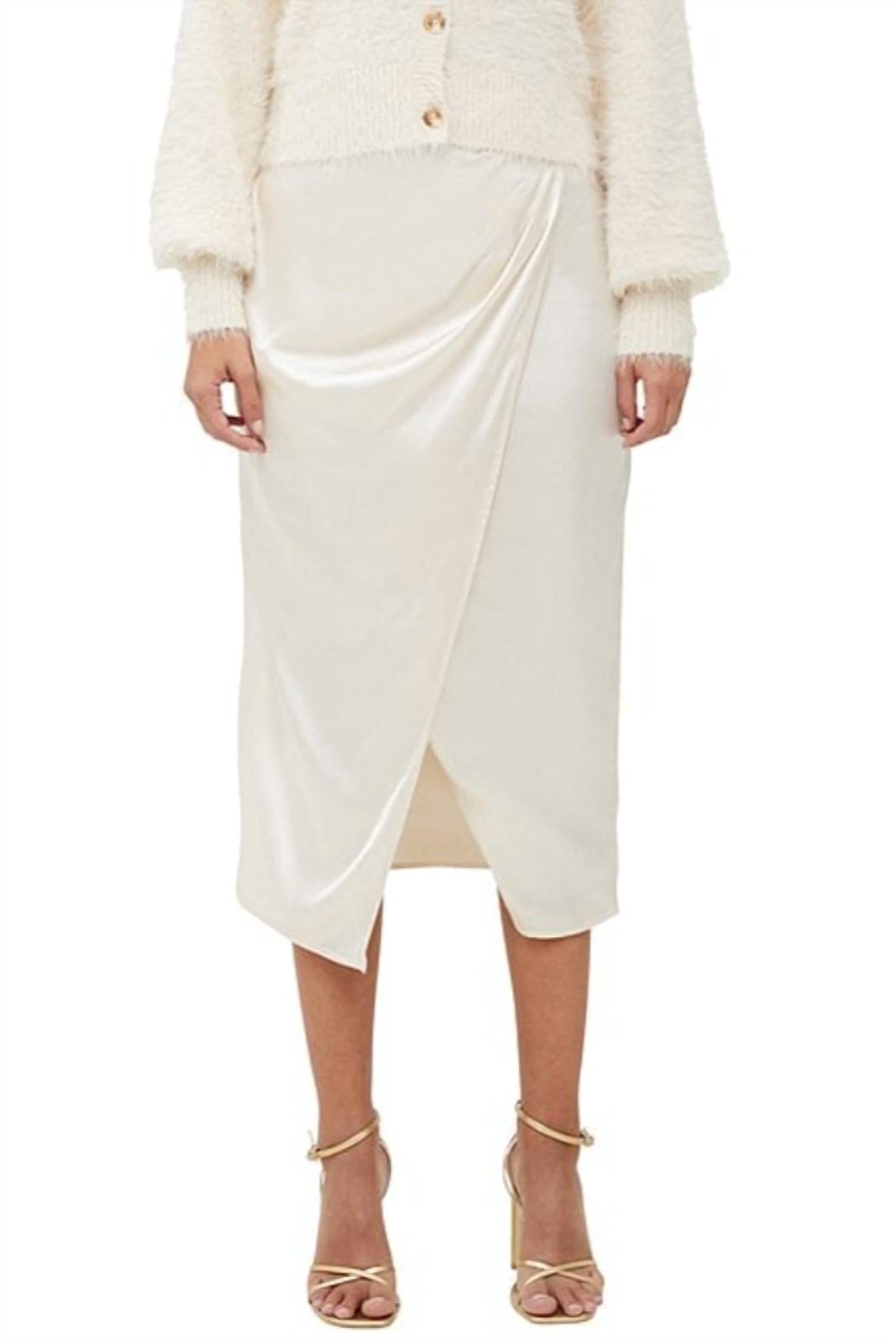 French Connection - Inu Satin Midi Wrap Skirt