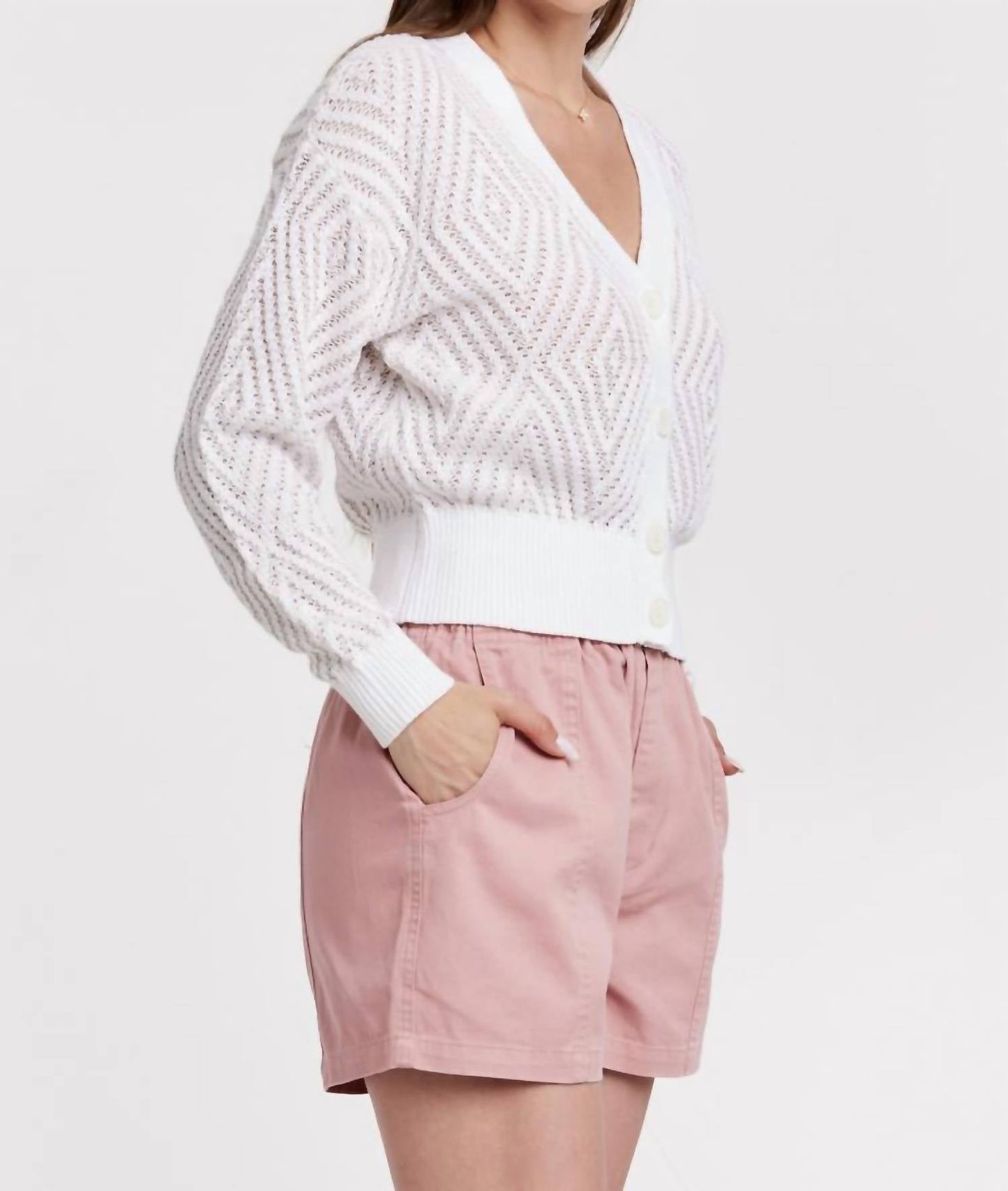 Another Love - Diamond Pattern V-neck Cardigan