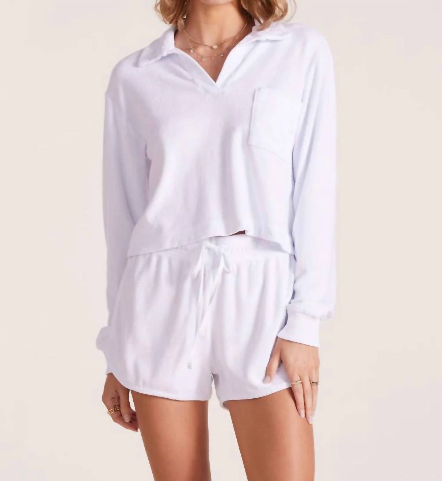 Bobi - Long Sleeve Crop Polo Tee