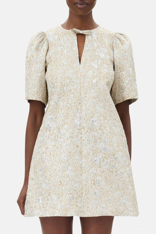 Ganni - Vestido curto metálico em linha A