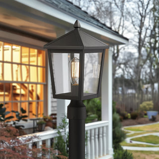 16 Inch Outdoor Post Light Clear Glass Black Finish