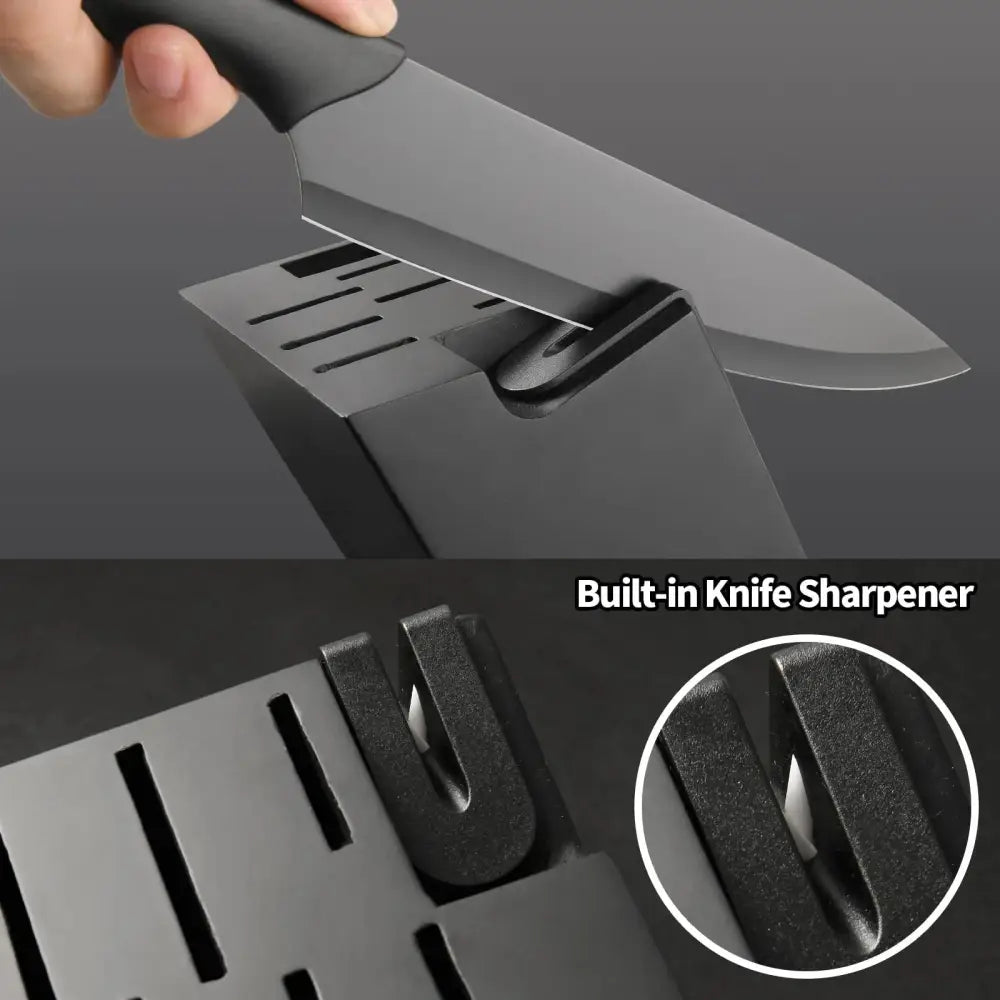 16 Piece German Steel Knife Block Set with Sharpener