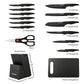 16 Piece German Steel Knife Block Set with Sharpener