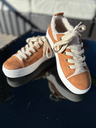 Sapatos Mars Sky - Tênis femininos de cano baixo com cadarço e pelúcia