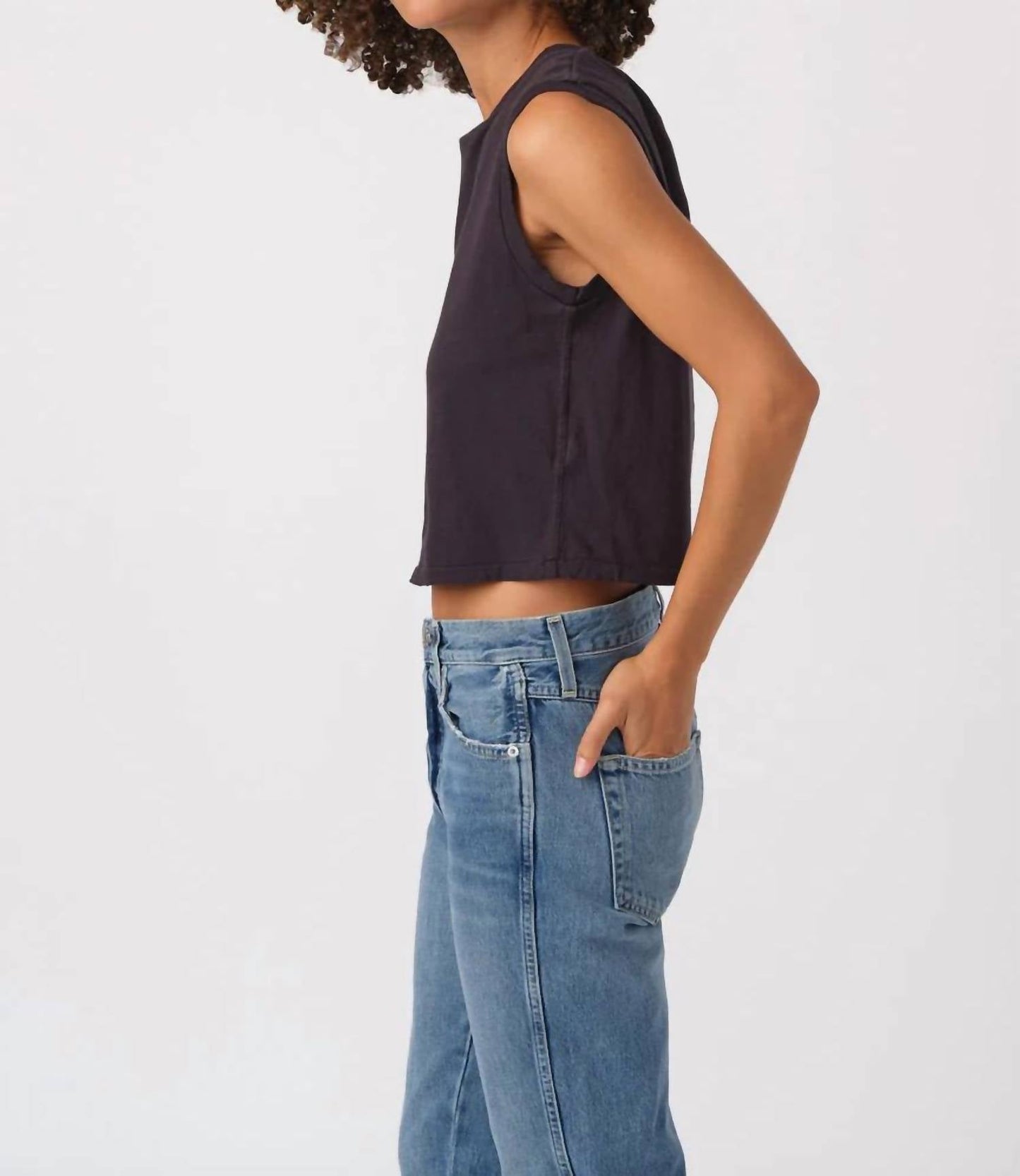 Amo - Denim Sleeveless Babe Tee