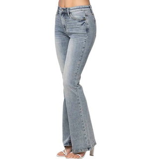 Judy Blue - Calça Jeans Flare Pin Tack Colorida
