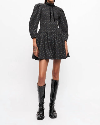 Ganni - Vestido curto de algodão estampado