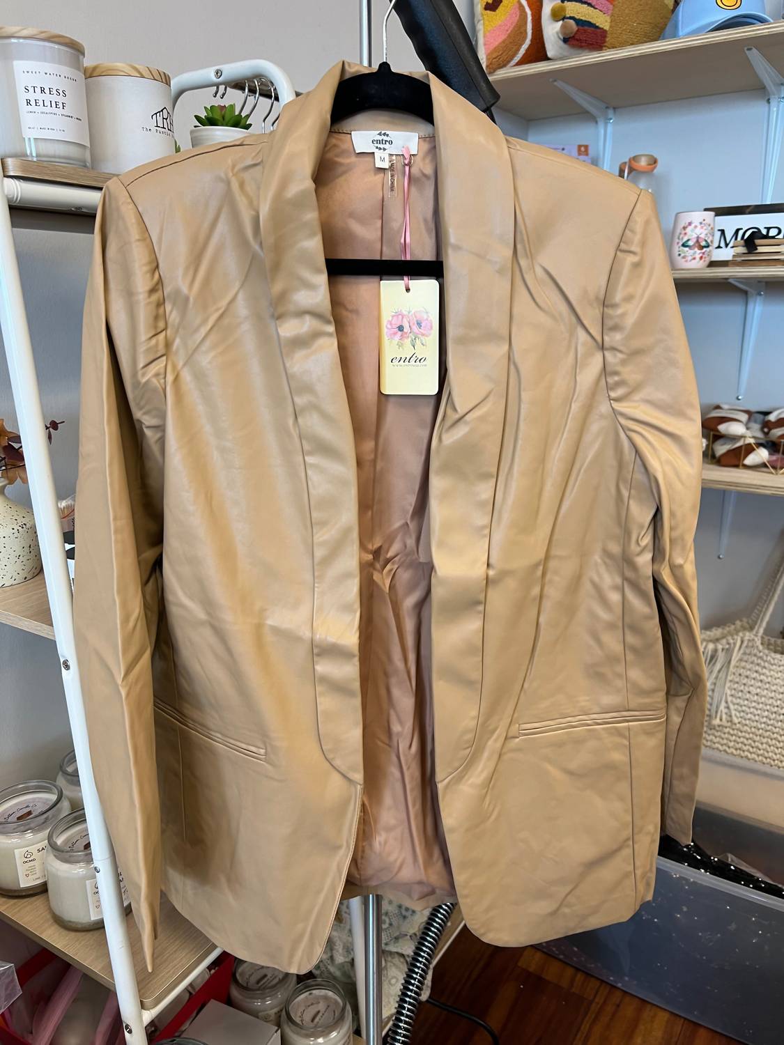 Entro - Women's Faux Leather Blazer