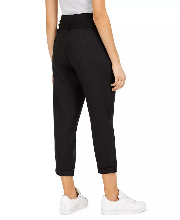 Calça Paperbag de cintura alta Indigo Rein Juniors, preta, tamanho X-S