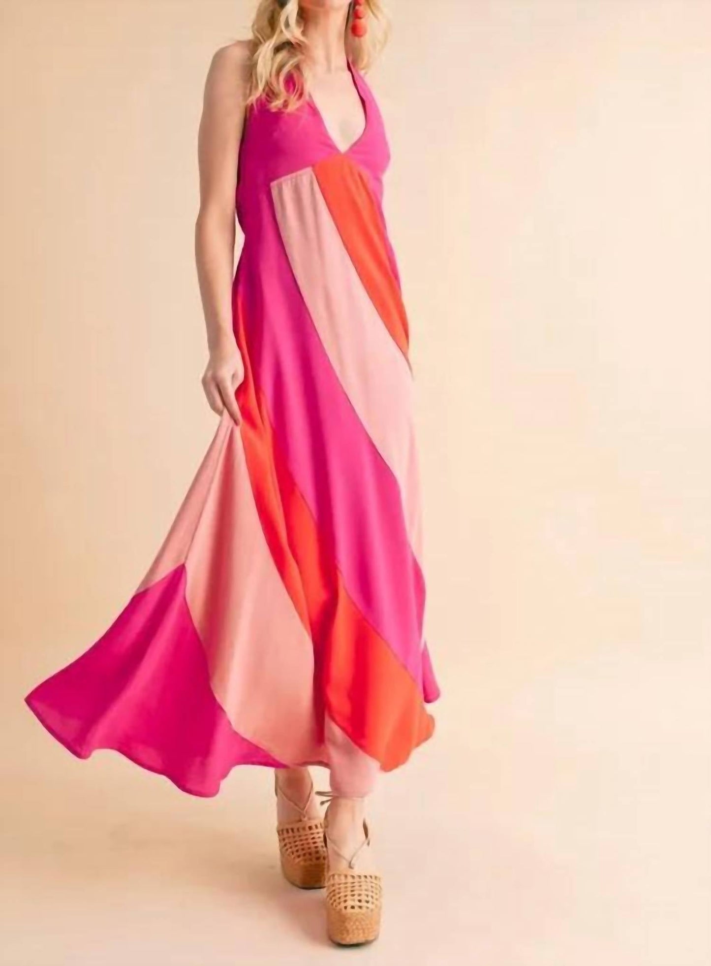 Trendsi - Aemi+Co Color Block Sleeveless Maxi Dress