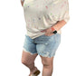 Judy Blue - Rainbow Paint Splash Destroy Shorts